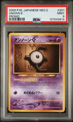 PSA 9 MINT Unown E Japanese Neo 2 Promo Discovery 201 Promo Pokemon Card - Image 1