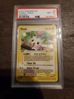 PSA 8 NM-MT Pokemon PLUSLE Holo Rare 2003 ex Dragon #8/97 - Image 1