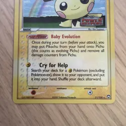 Pokemon TCG EX Power Keepers Pichu #21/108 Stamped Reverse Holo - Image 3