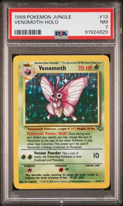 1999 POKEMON JUNGLE #13 VENOMOTH-HOLO PSA 7 - Image 1