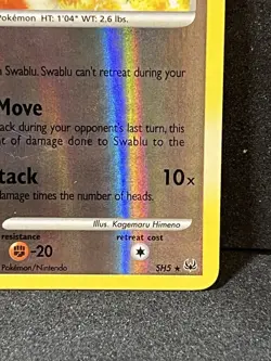 Pokemon TCG Swablu SH5 Platinum Shiny Reverse Holo Rare - Image 5