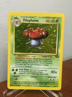 Pokemon TCG Vileplume Jungle Holo Card 15/64 Unlimited Vintage Rare MP - Image 1