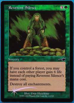 Reverent Silence FOIL Nemesis HEAVILY PLD Green Common CARD (506019) ABUGames - Image 1