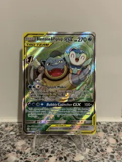 Pokemon Blastoise and Piplup Tag Team GX From Cosmic Eclipse, Condition Amazing - Image 1