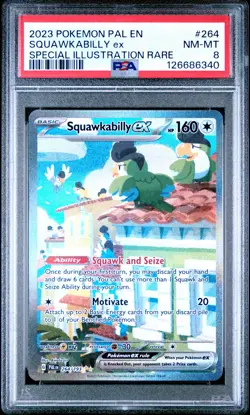 PSA 8 Squawkabilly Ex Special #264 2023 Pokemon Pal Paldea Evolved 126686340 - Image 1