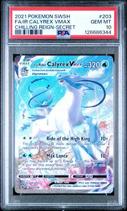 PSA 10 Ir Calyrex Vmax #203 2021 Pokemon Sword & Shield Chilling Reign 126686344 - Image 1
