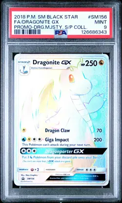 PSA 9 Dragonite Gx Rainbow #SM156 2018 Pokemon Sm Black Star Promo 126686343 - Image 1