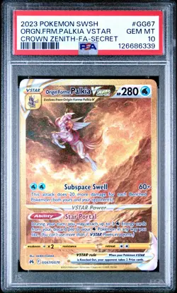 PSA 10 Palkia Vstar #GG67 2023 Pokemon Sword And Shield Crown Zenith 126686339 - Image 1