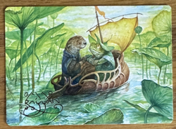 MTG Bloomburrow Art Card, Run Away Together 11/54 Gold Signature - Image 1