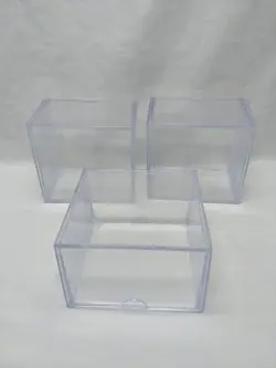 Set Of (3) Clear 2 Piece Trading Card Game Deck Boxes / Storage 4" X 4" X 3" - Image 1