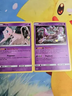 Mew Mewtwo Holo Promo #SM215 #SM214 2019 Black Star Hidden Fates TCG Card - Image 1