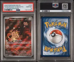 Pokemon 2025 Destined Rivals Team Rockets Meowth Card 203/182 PSA 10 Gem Mint - Image 3