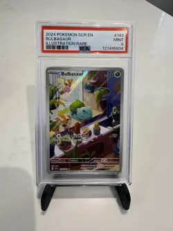 Pokemon TCG Bulbasaur Holo Card Illustration Stellar Crown Rare 143/142 PSA 9 - Image 1