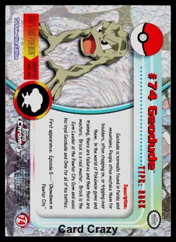 Geodude #74 - Topps Chrome Series 1 Pokemon Card Played - Image 2