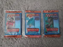 3x MTG Invasion Booster Packs SEALED 1 of Each Pack Artwork RARE!!! - Image 1