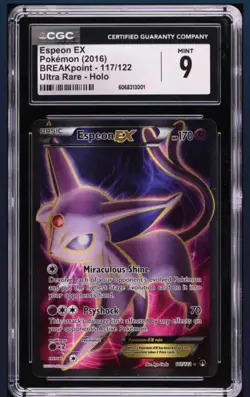 2016 Pokemon XY BREAKpoint Full Art Espeon EX #117 CGC 9 MINT - Image 1