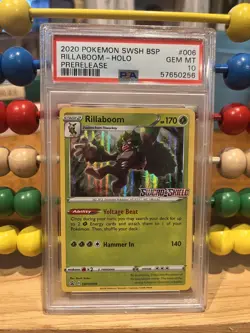 2020 POKEMON SWSH PROMO PRERELEASE #006 RILLABOOM HOLO PSA 10 GEM MINT - Image 1