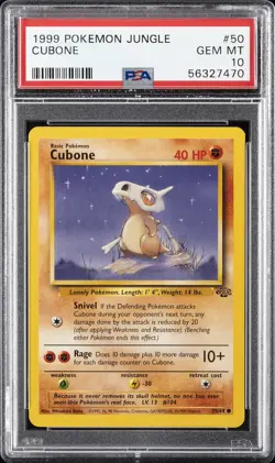 1999 POKEMON JUNGLE #50 CUBONE PSA 10 - Image 1
