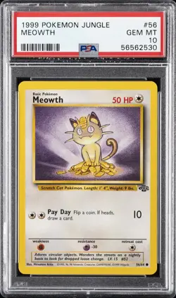 1999 POKEMON JUNGLE #56 MEOWTH PSA 10 - Image 1