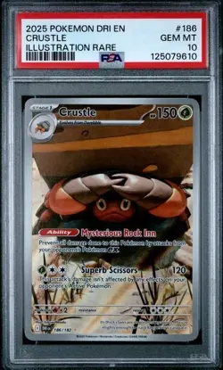 2025 POKEMON DRI EN-DESTINED RIVALS ILLUSTRATION RARE #186 CRUSTLE PSA 10 - Image 1
