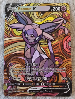 ART CARD ~ Pokemon TCG Stained Glass Mosaic Espeon V Illustration TEXTURED - Image 1