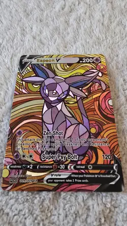 ART CARD ~ Pokemon TCG Stained Glass Mosaic Espeon V Illustration TEXTURED - Image 5