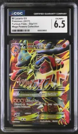 Pokemon M Lucario EX Card Alternate Art Promos 55a/111 Holo CGC 6.5 POP 5 New - Image 1