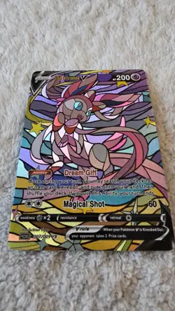 ART CARD ~ Pokemon TCG Stained Glass Mosaic Sylveon V Illustration TEXTURED - Image 5