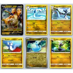 (6) Dragonite V Dragonair Dratini Pokemon Card Lot Reverse Holo Ultra Rare Set - Image 1