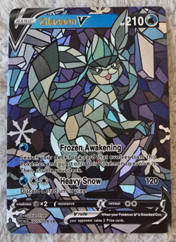ART CARD ~ Pokemon TCG Stained Glass Mosaic Glaceon V Illustration TEXTURED - Image 1