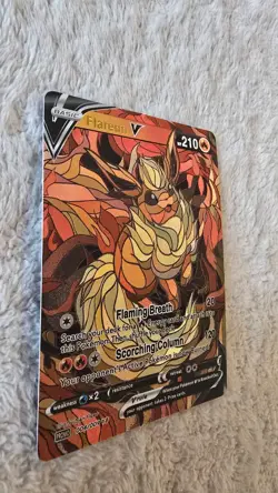ART CARD ~ Pokemon TCG Stained Glass Mosaic Flareon V Illustration TEXTURED - Image 4