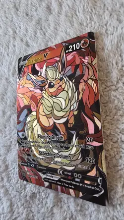 ART CARD ~ Pokemon TCG Stained Glass Mosaic Flareon V Illustration TEXTURED - Image 5