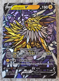 ART CARD ~ Pokemon TCG Stained Glass Mosaic Jolteon V Illustration TEXTURED - Image 1