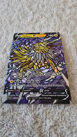 ART CARD ~ Pokemon TCG Stained Glass Mosaic Jolteon V Illustration TEXTURED - Image 5