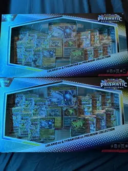 2x Pokemon TCG Prismatic Evolutions Lucario Ex + Tyranitar Ex Premium Collection - Image 1
