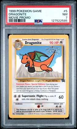 POKEMON 1999 DRAGONITE Movie Promo #5 PSA 7 - Image 1