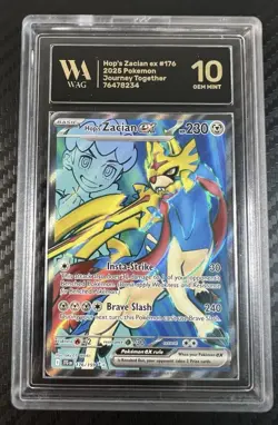 WAG 10 Gem Mint Pokemon Journey Together Hop’s Zacian Full Art Ultra Rare #176 - Image 1