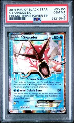 2016 POKEMON XY BLACK STAR PROMO TRIPLE POWER TIN #XY106 GYARADOS EX PSA 10 - Image 1