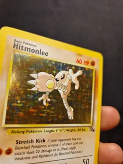 Hitmonlee Holo 7/62 Fossil 1999 WOTC Vintage Pokemon Card NM - Image 4