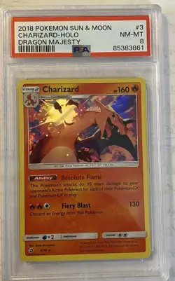 Pokemon Charizard Dragon Majesty 3/70 Holo Rare PSA 8 Tcg Graded Card 2018 - Image 3