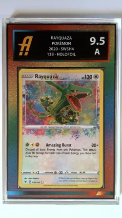 Pokemon Card Rayquaza Amazing Rare Vivid Voltage Graded Ambr 9.5 Rainbow Matte - Image 1