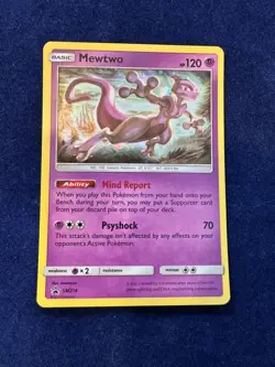 Pokemon Hologram Mewtwo Hidden Fates SM214 Card Ungraded - Image 1