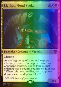 MTG Mathas, Fiend Seeker (42/332) Commander 2017 Japanese LP FOIL - Image 1