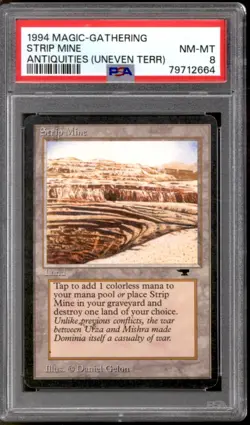 Magic MTG Antiquities Strip Mine (Uneven Terrain) PSA 8 NEAR MINT NM - Image 1