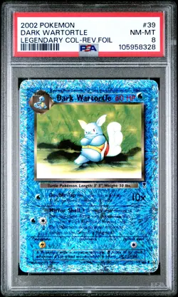 2002 POKEMON LEGENDARY COLLECTION #39 DARK WARTORTLE-REVERSE FOIL PSA 8 - Image 1