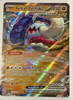 Holo Great Tusk ex 053/091 Double Rare Paldean Fates English Pokemon TCG - Image 1