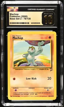 CGC PRISTINE 10 2000 Pokemon (WOTC) Game Base II (Set 2) Machop #78 - Image 1
