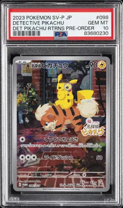 2023 POKEMON JAPANESE SV-P PROMO #098 DETECTIVE PIKACHU PSA 10 - Image 1
