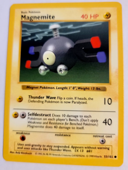 Pokemon Magnemite 53/102 WotC Base Set Shadowless Unlimited LP+ - Image 1