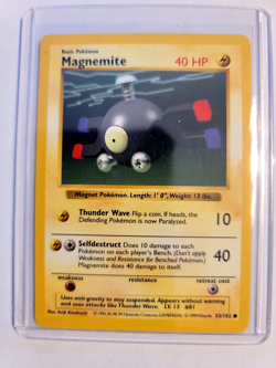Pokemon Magnemite 53/102 WotC Base Set Shadowless Unlimited LP+ - Image 3